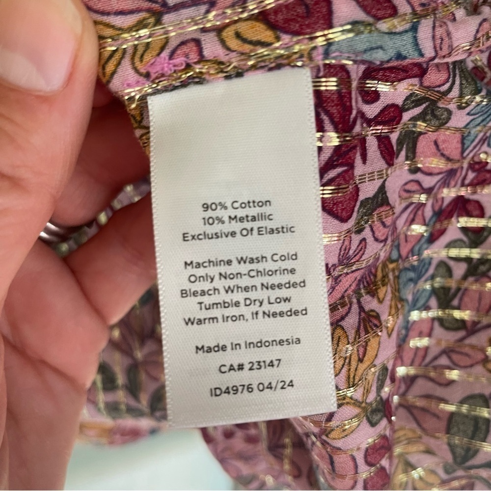 Floral Print Top Metallic Women's Cottagecore - Picture 12 of 13